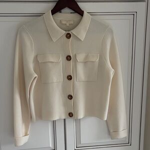 La Maille Sezane Merino Wool Paris Betty Cream Knit Cardigan Sweater Small